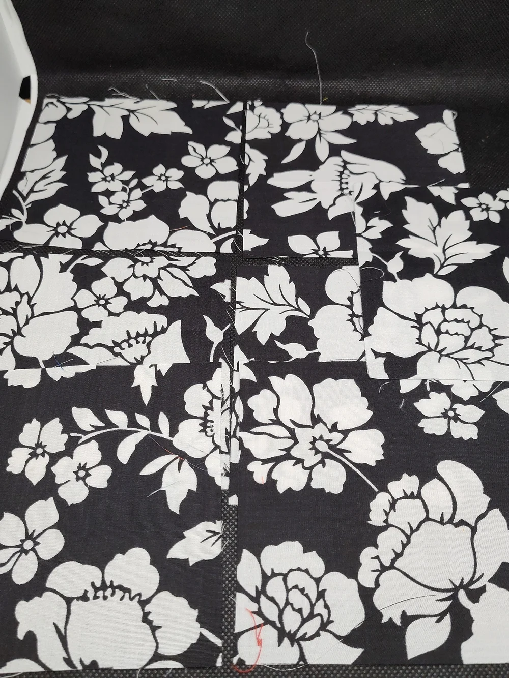 7 4.50 INCH Black Floral Cotton Fabric SQUARES